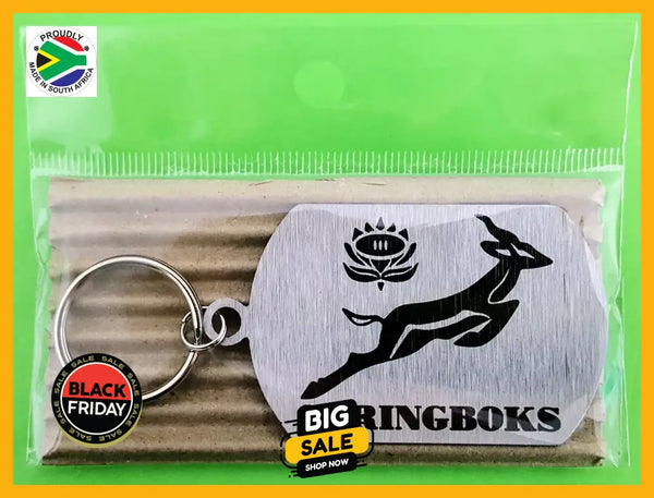 Springboks Single Sided Laser Engraved Key Ring-Bag Tag Key Rings