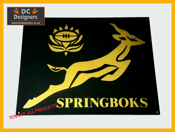 Springboks Rugby Mounted Wall Art Design Black & Gold