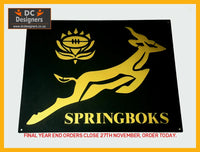 Springboks Rugby Mounted Wall Art Design Black & Gold