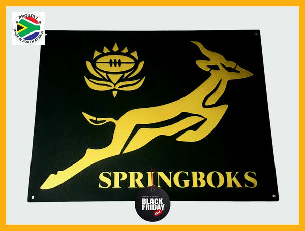 Springboks Rugby Mounted Wall Art Design Black & Gold