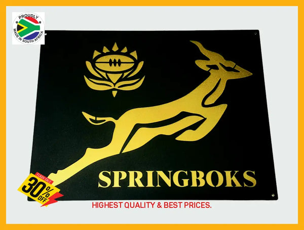 Springboks Rugby Mounted Wall Art Design Black & Gold