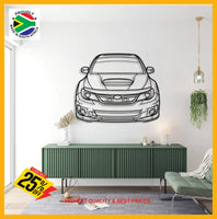 Subaru Wrx Sti Front Angle Detailed Silhouette Metal Wall Art