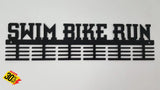 Swim Bike Run Words 48 Tier Medal Hanger Black Sports Medal Hangers