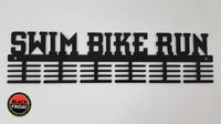 Swim Bike Run Words 48 Tier Medal Hanger Black Sports Medal Hangers