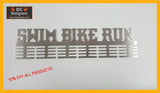 Swim Bike Run Words 48 Tier Medal Hanger Stainless Steel Brush Finish Sports Medal Hangers