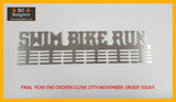 Swim Bike Run Words 48 Tier Medal Hanger Stainless Steel Brush Finish Sports Medal Hangers