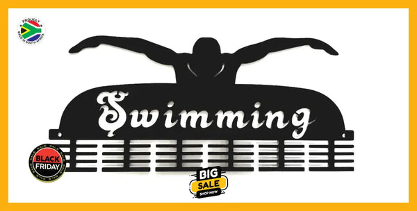 Swimming 48 Tier Medal Hanger Black Sports Medal Hangers