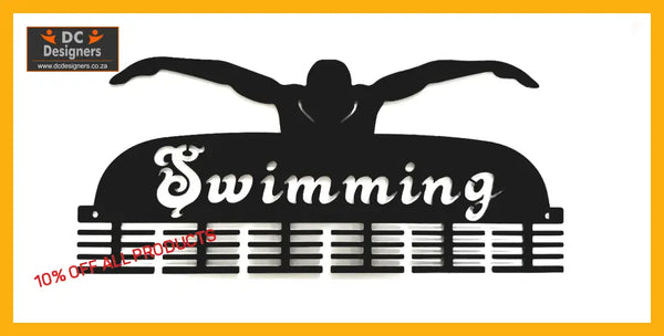 Swimming 48 Tier Medal Hanger Black Sports Medal Hangers