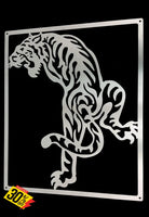 Tiger Stalking Mounted Wall Stainless Steel Brush Finish Art