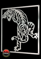 Tiger Stalking Mounted Wall Stainless Steel Brush Finish Art