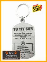To My Son Double Sided Laser Engraved Key Ring-Bag Tag Rings