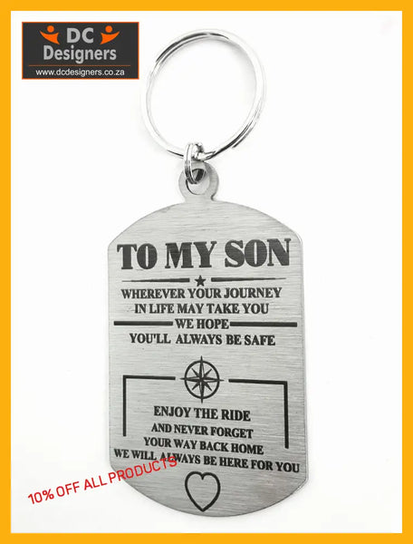 To My Son Double Sided Laser Engraved Key Ring-Bag Tag Rings