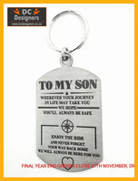 To My Son Double Sided Laser Engraved Key Ring-Bag Tag Rings