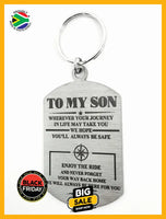 To My Son Double Sided Laser Engraved Key Ring-Bag Tag Rings