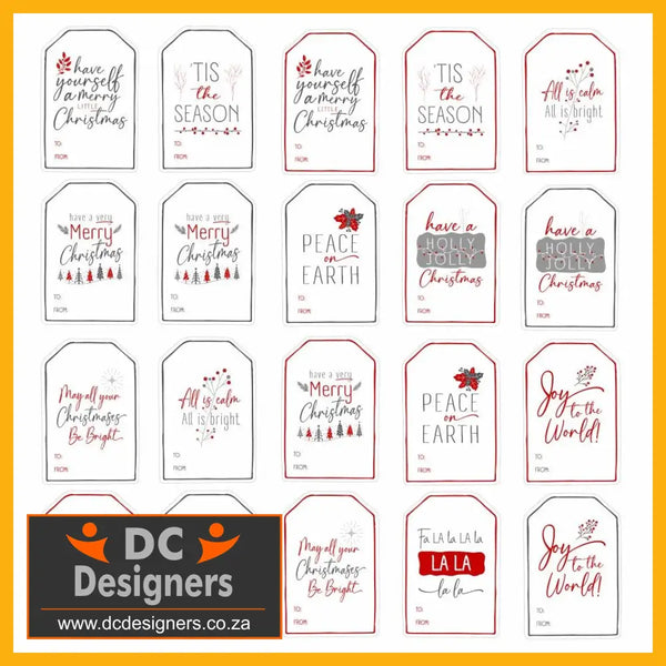 Trendspire Deluxe Christmas Present Labels - Red Or Gold/Black 36’S Stickers
