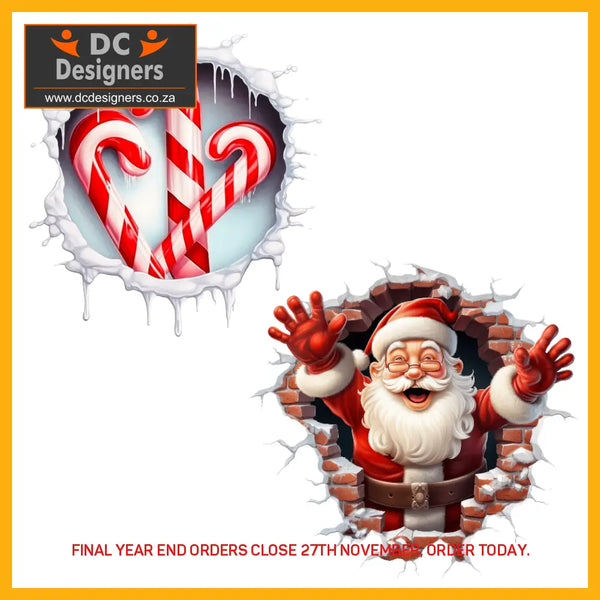 Trendspire Santa 3D Christmas Stickers - Set Of 2