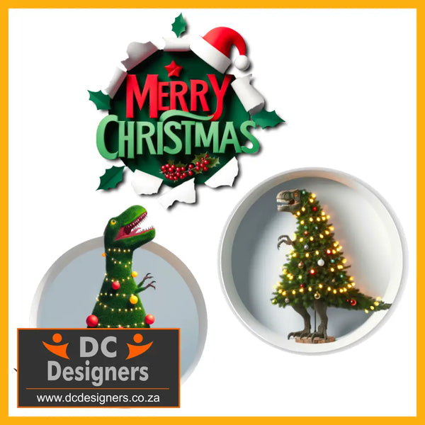 Trendspire Tree-Rex Christmas Stickers - Set Of 3