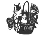 Welcome Cats In A Basket Wall Art Dog Kennel & Run Accessories