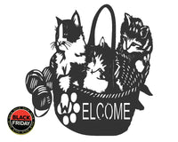 Welcome Cats In A Basket Wall Art Dog Kennel & Run Accessories