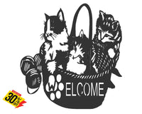 Welcome Cats In A Basket Wall Art Dog Kennel & Run Accessories