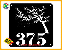 Windy Tree House Number Sign Wall Art