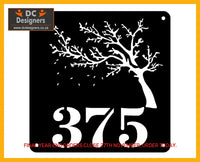 Windy Tree House Number Sign Wall Art