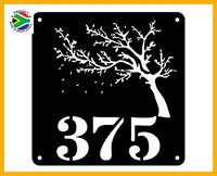 Windy Tree House Number Sign Wall Art