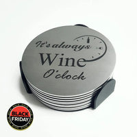 Wine Coasters Laser Etched In Stainless Steel