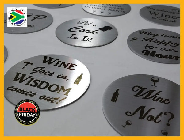 Wine Coasters Laser Etched In Stainless Steel