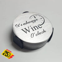 Wine Coasters Laser Etched In Stainless Steel