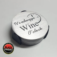 Wine Coasters Laser Etched In Stainless Steel