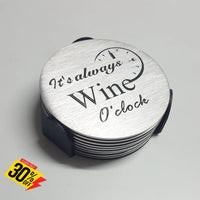 Wine Coasters Laser Etched In Stainless Steel