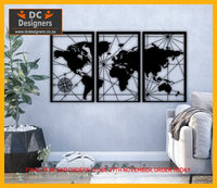 World Map 3 Piece Wall Art