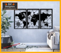 World Map 3 Piece Wall Art