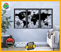 World Map 3 Piece Wall Art