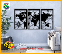 World Map 3 Piece Wall Art