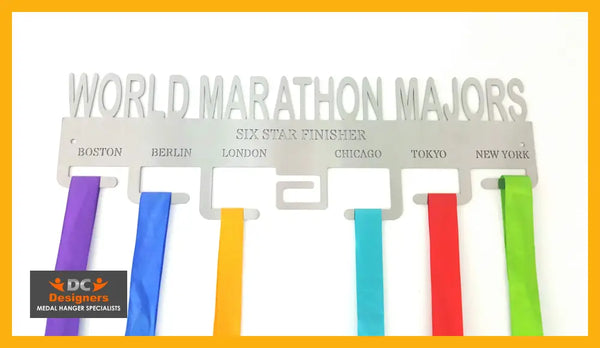 World Marathon Majors 7 Tier Medal Hanger Stainless Steel Brush Finish Sports Medal Hangers