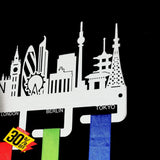 World Marathon Majors City Skyline Medal Hanger Stainless Steel Brush Finish (M-T-O) Sports Hangers