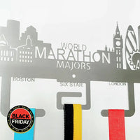 World Marathon Majors City Skyline Medal Hanger Stainless Steel Brush Finish (M-T-O) Sports Hangers