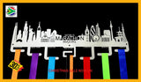 World Marathon Majors City Skyline Medal Hanger Stainless Steel Brush Finish (M-T-O) Sports Hangers