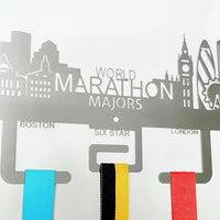 World Marathon Majors City Skyline Medal Hanger Stainless Steel Brush Finish (M-T-O) Sports Hangers