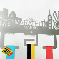 World Marathon Majors City Skyline Medal Hanger Stainless Steel Brush Finish (M-T-O) Sports Hangers