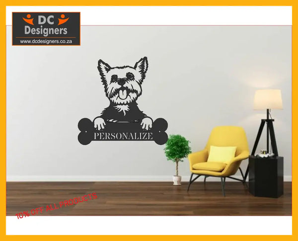 Yorkie Wall Art With Personalized Text Dog Kennel & Run Accessories