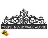 You’ll Never Walk Alone Gates Of Shankly Mounted Wall Art Large / Black